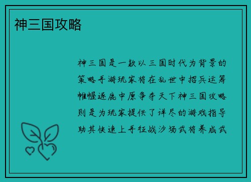 神三国攻略
